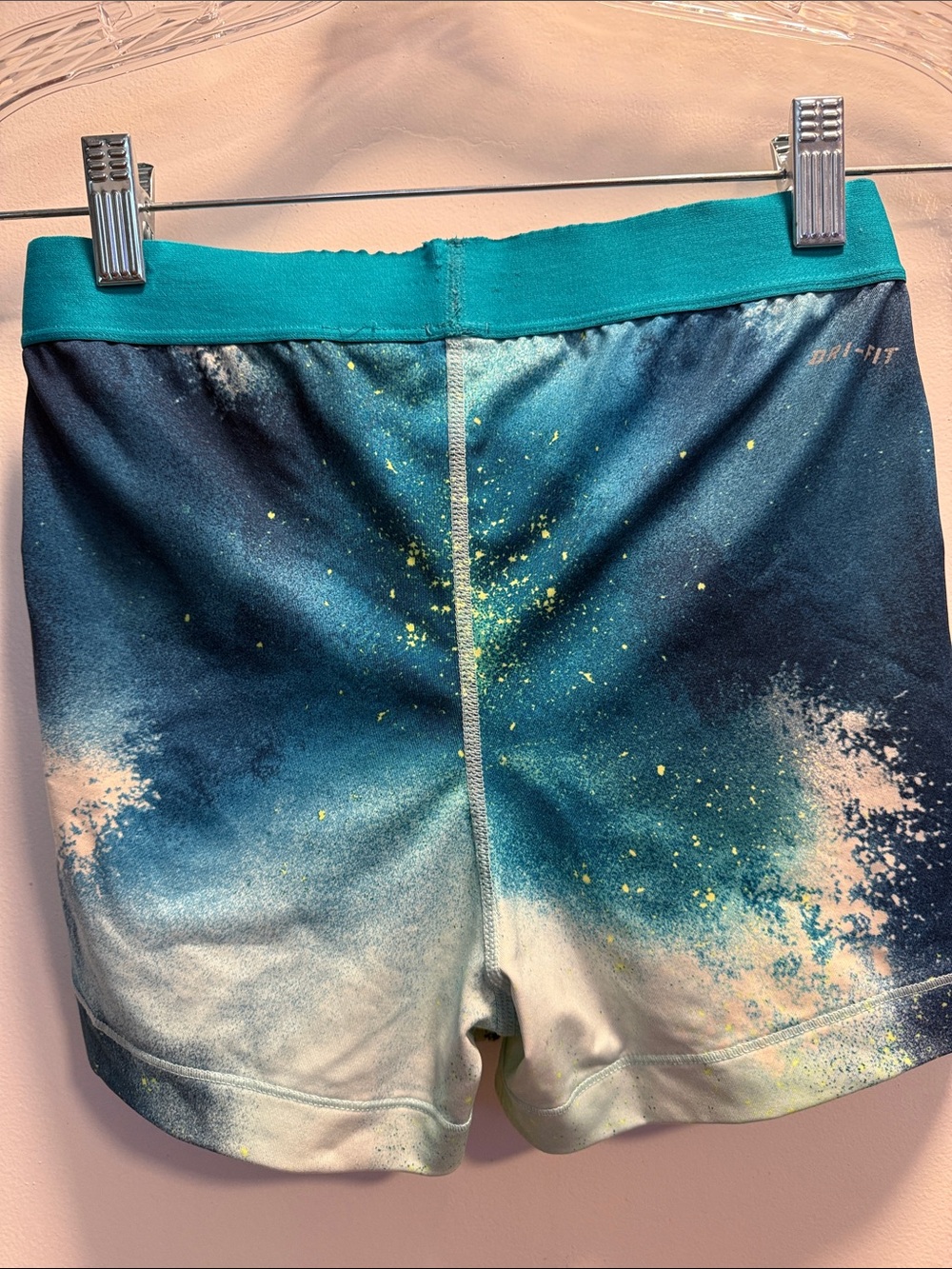 Nike Pro Galaxy-Print Compression Shorts - Teal Waistband - Picture 4 of 4